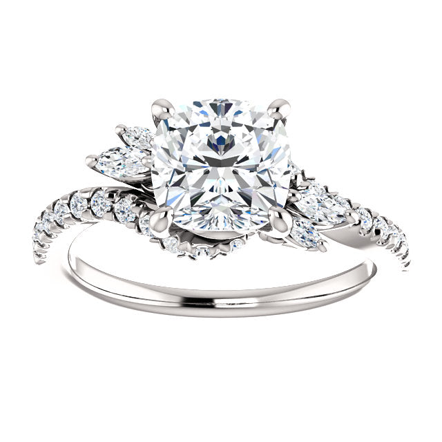 Accented Cushion Cut Engagement Ring - Michael E. Minden Diamond Jewelers