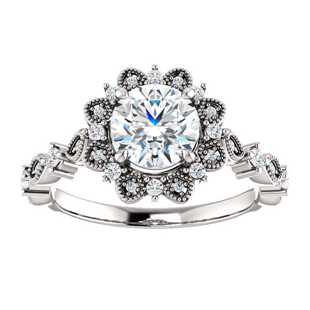 Floral Inspired Halo Engagement Ring - Michael E. Minden Diamond Jewelers