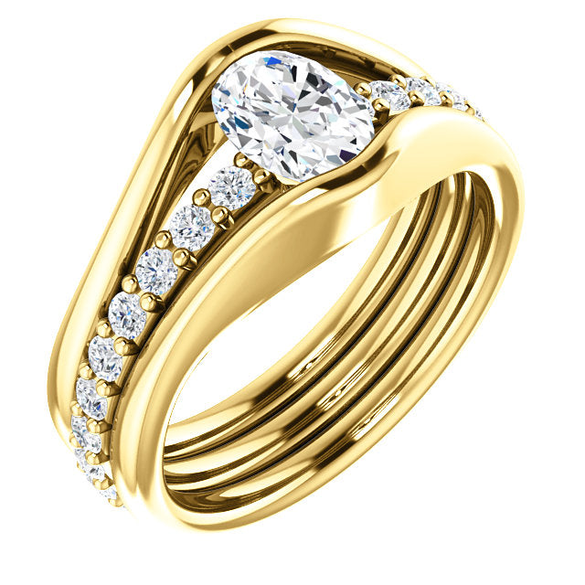 Oval Bezel Set Diamond Engagement Ring - Michael E. Minden Diamond Jewelers