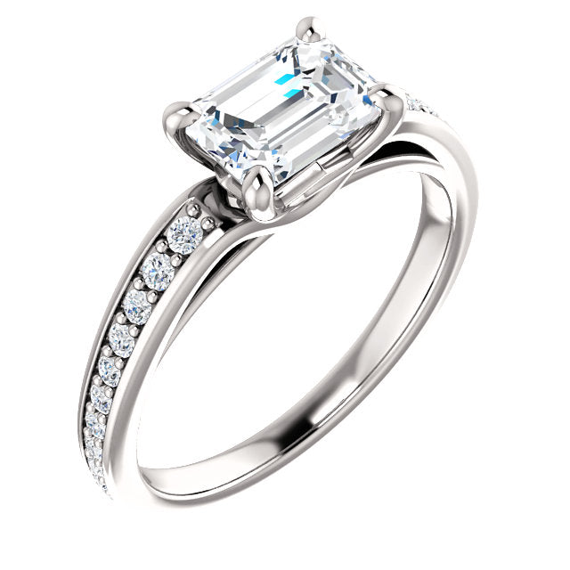 Emerald East to West Set Engagement Ring - Michael E. Minden Diamond Jewelers