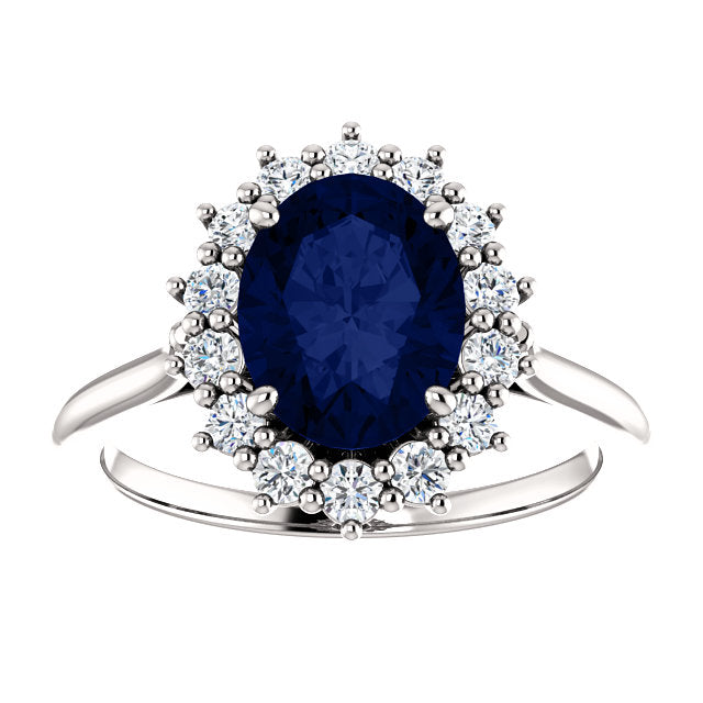 Vintage Inspired Halo Colored Stone Engagement Ring - Michael E. Minden Diamond Jewelers