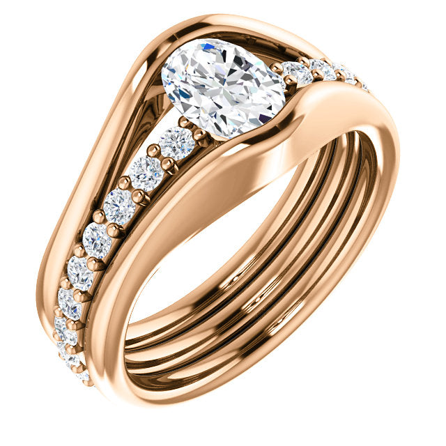 Oval Bezel Set Diamond Engagement Ring - Michael E. Minden Diamond Jewelers