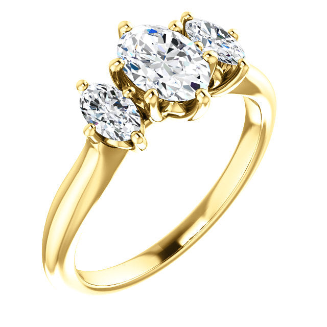 Oval Three-Stone Engagement Ring - Michael E. Minden Diamond Jewelers