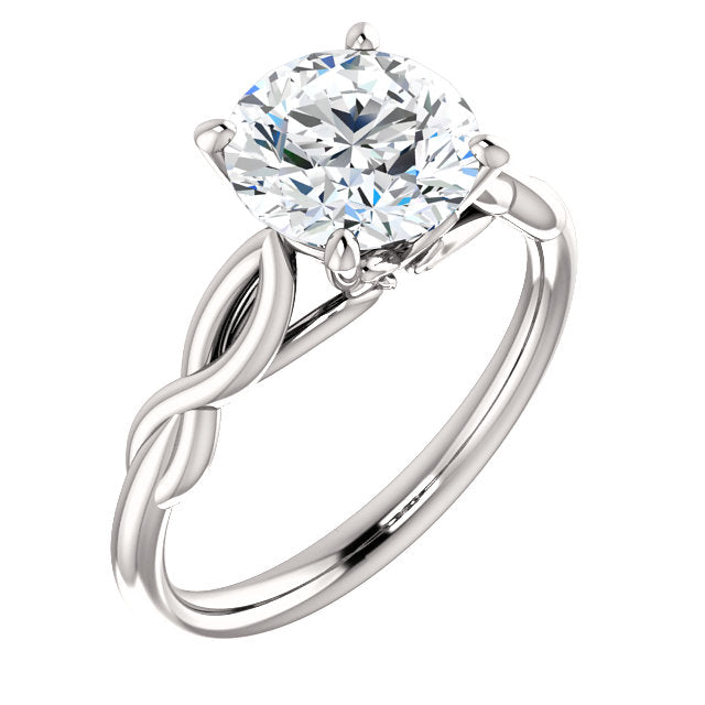 Round Solitaire Twisted Engagement Ring - Michael E. Minden Diamond Jewelers