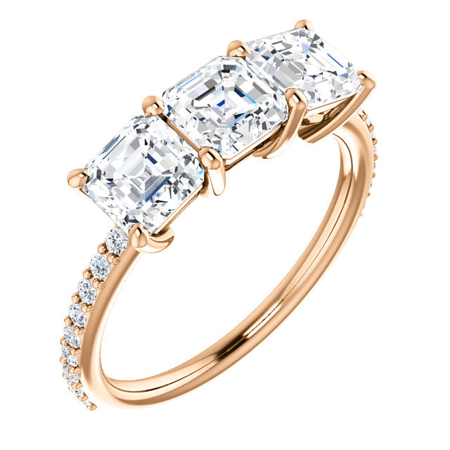 Asscher Cut Three-Stone Engagement Ring - Michael E. Minden Diamond Jewelers
