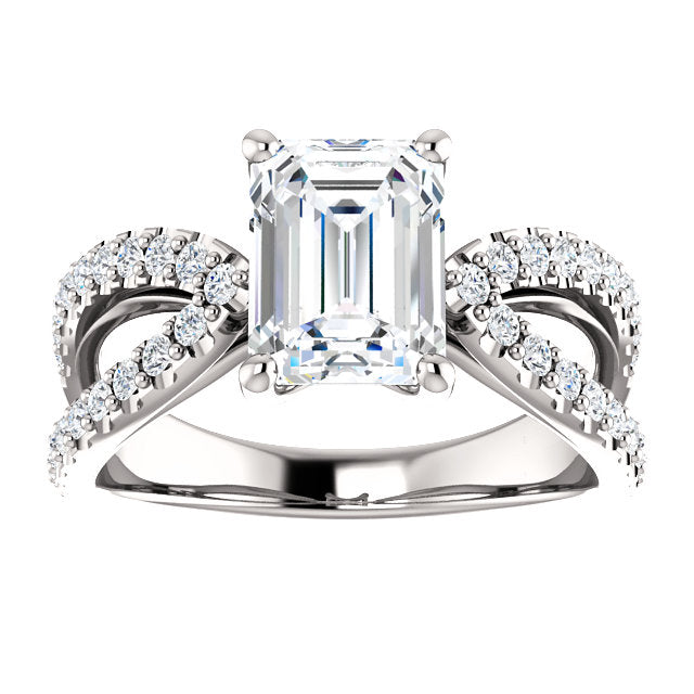 Emerald Split Semi-Mount Engagement Ring - Michael E. Minden Diamond Jewelers