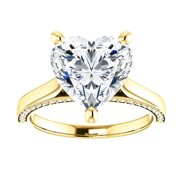 Heart Shape Diamond Detail Engagement Ring - Michael E. Minden Diamond Jewelers