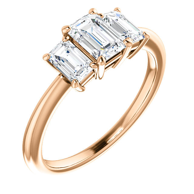 Emerald Three-Stone Classic Engagement Ring - Michael E. Minden Diamond Jewelers