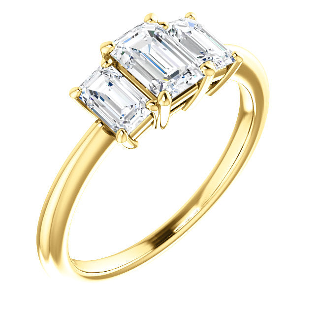 Emerald Three-Stone Classic Engagement Ring - Michael E. Minden Diamond Jewelers