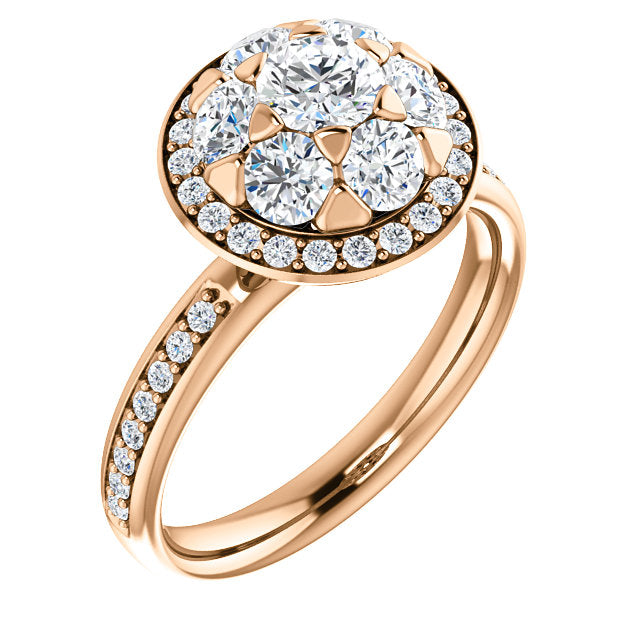 Round Cluster Halo-Style Engagement Ring - Michael E. Minden Diamond Jewelers