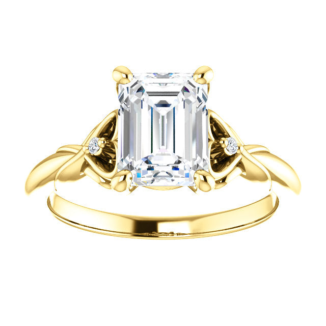Emerald Intricate Heart Detail Engagement Ring - Michael E. Minden Diamond Jewelers