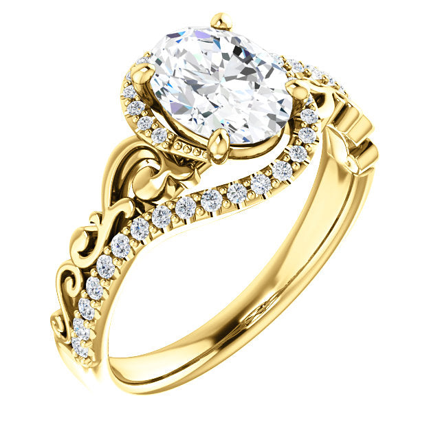 Sculptural Oval Halo Engagement Ring - Michael E. Minden Diamond Jewelers
