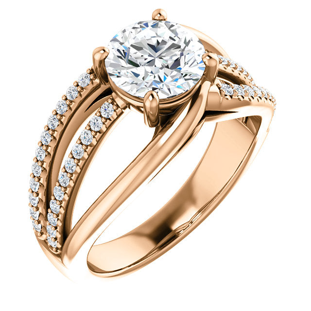 Round Cut Three-Row Engagement Ring - Michael E. Minden Diamond Jewelers