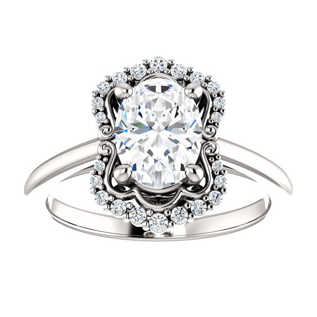 Oval Intricate Halo Engagement Ring - Michael E. Minden Diamond Jewelers
