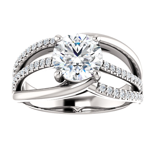Round Cut Three-Row Engagement Ring - Michael E. Minden Diamond Jewelers