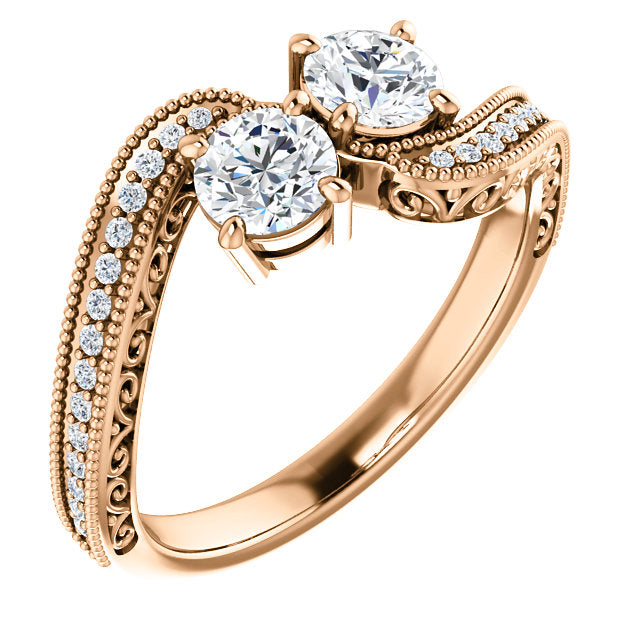 Two-Stone Wrapped Detail Engagement Ring - Michael E. Minden Diamond Jewelers