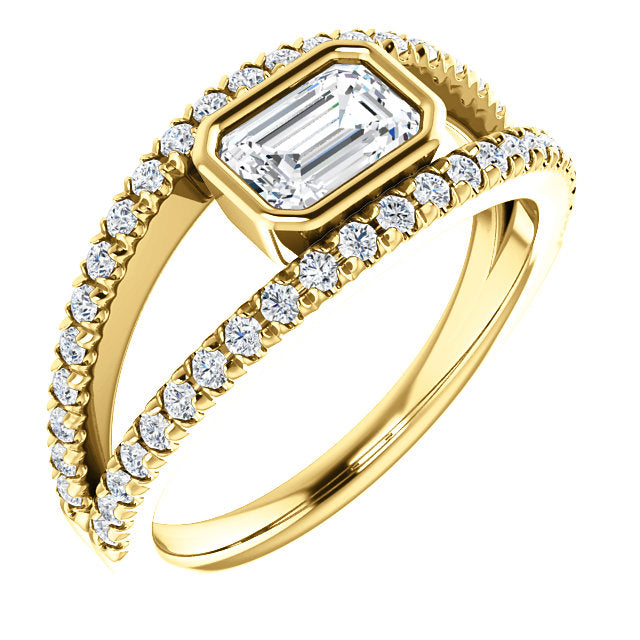 Bezel Set Split Setting Engagement Ring - Michael E. Minden Diamond Jewelers