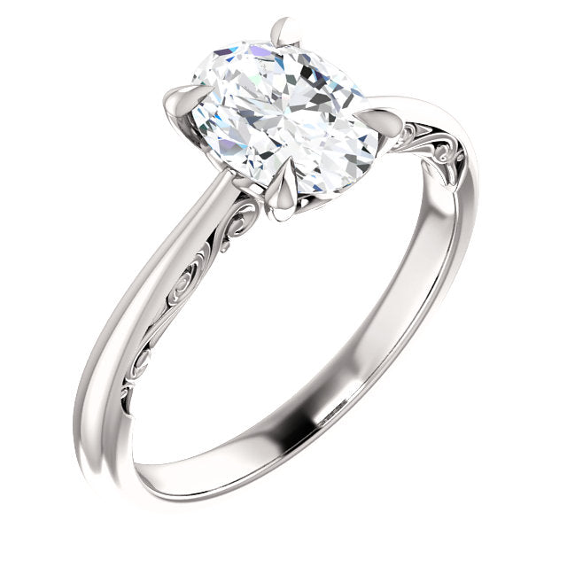 Oval Intricate Solitaire Engagement Ring - Michael E. Minden Diamond Jewelers