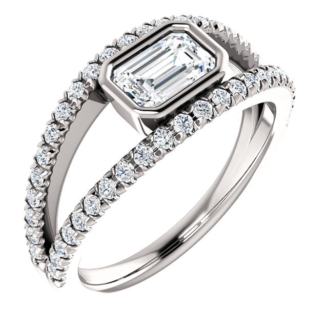 Bezel Set Split Setting Engagement Ring - Michael E. Minden Diamond Jewelers