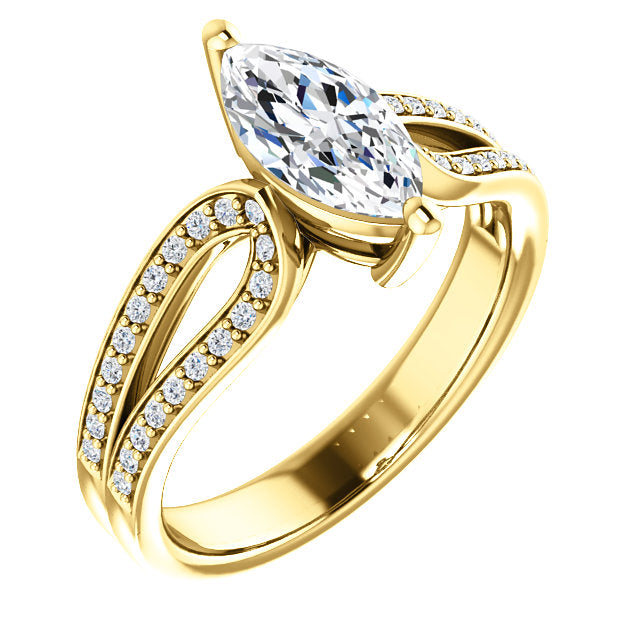 Marquise Shape Split Shank Engagement Ring - Michael E. Minden Diamond Jewelers