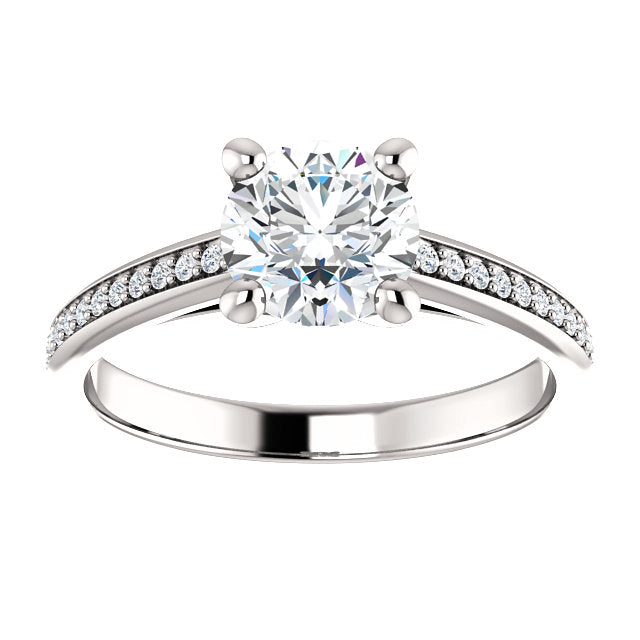 Round Cut Middle Diamond Row Engagement Ring - Michael E. Minden Diamond Jewelers