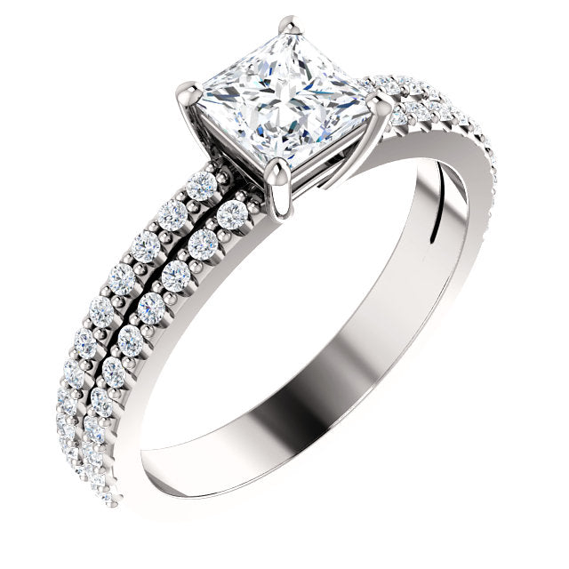 Princess Cut Double Row Engagement Ring - Michael E. Minden Diamond Jewelers