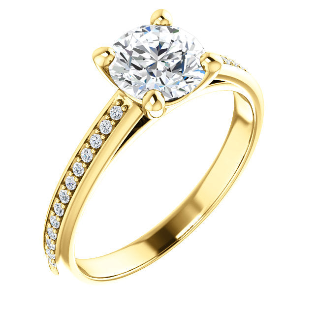 Round Cut Middle Diamond Row Engagement Ring - Michael E. Minden Diamond Jewelers
