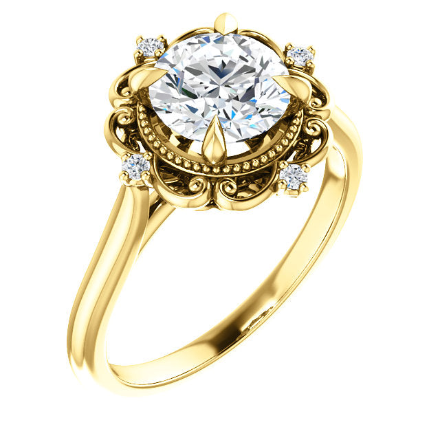 Vintage Inspired Swirl Engagement Ring - Michael E. Minden Diamond Jewelers