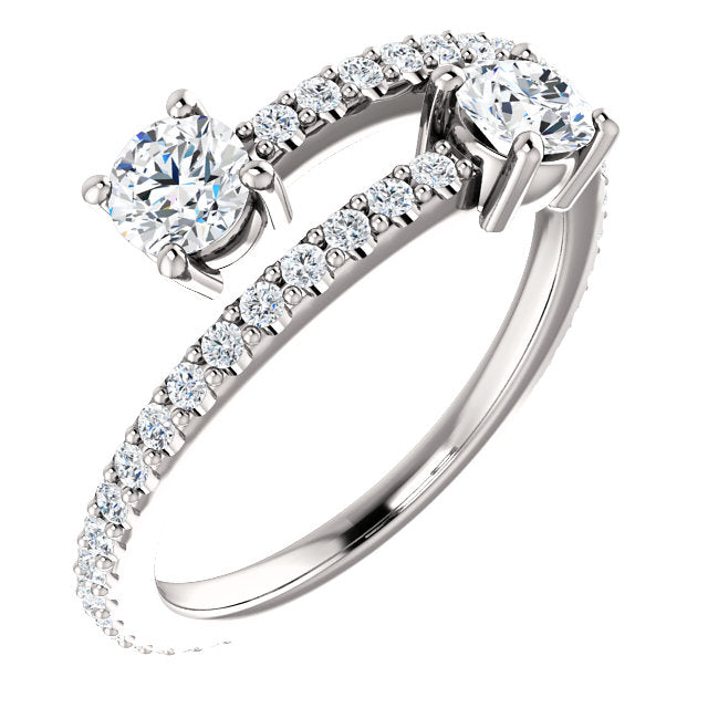 Two-Stone Bypass Engagement Ring - Michael E. Minden Diamond Jewelers