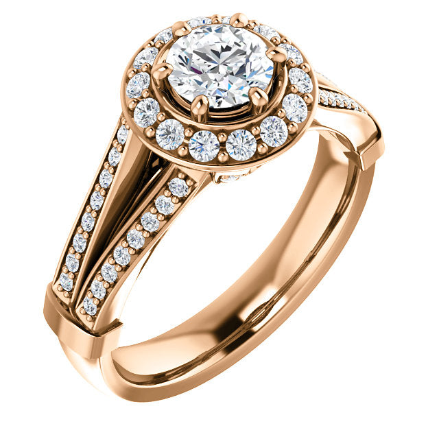 Round Halo Semi-Mount Engagement Ring - Michael E. Minden Diamond Jewelers