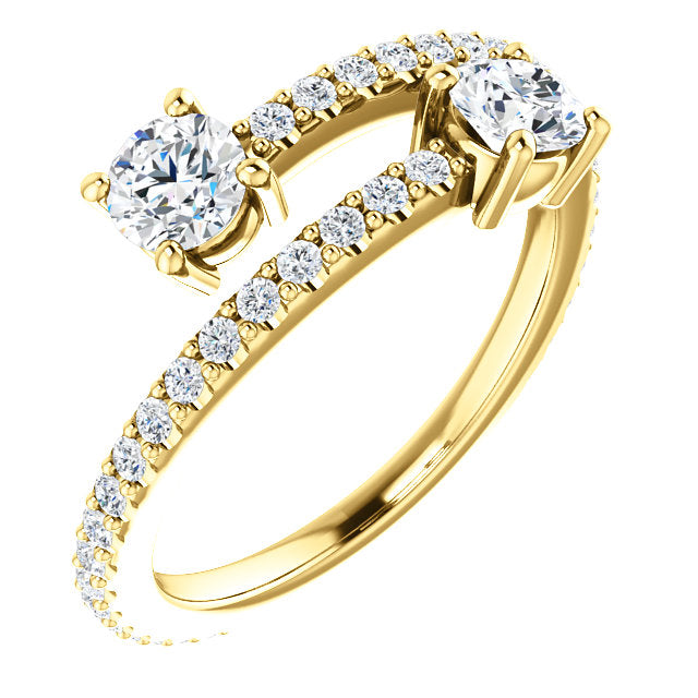 Two-Stone Bypass Engagement Ring - Michael E. Minden Diamond Jewelers