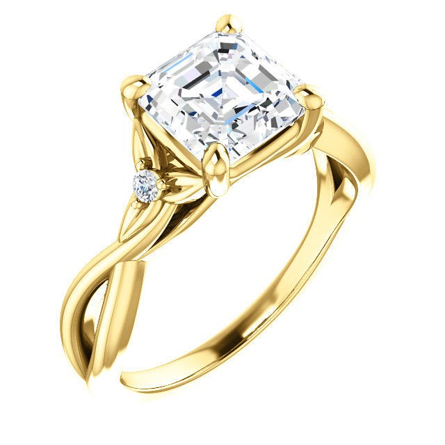 Asscher Cut Twisted Detail Engagement Ring - Michael E. Minden Diamond Jewelers