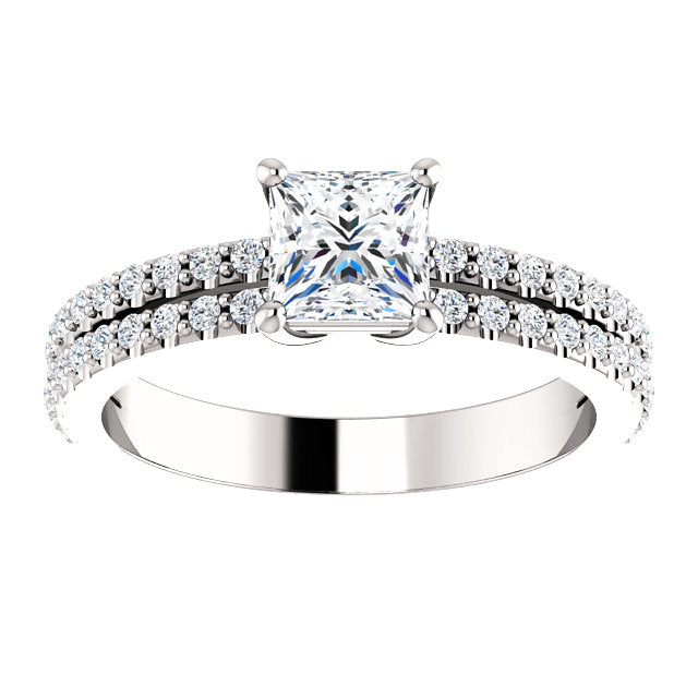 Princess Cut Double Row Engagement Ring - Michael E. Minden Diamond Jewelers