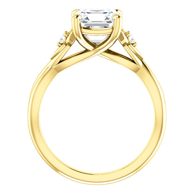 Asscher Cut Twisted Detail Engagement Ring - Michael E. Minden Diamond Jewelers