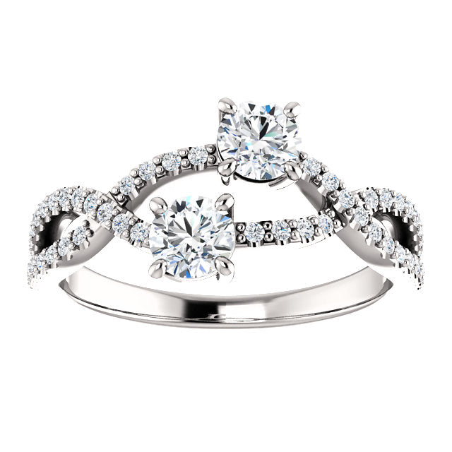 Two-Stone Stacking Twisted Engagement Ring - Michael E. Minden Diamond Jewelers