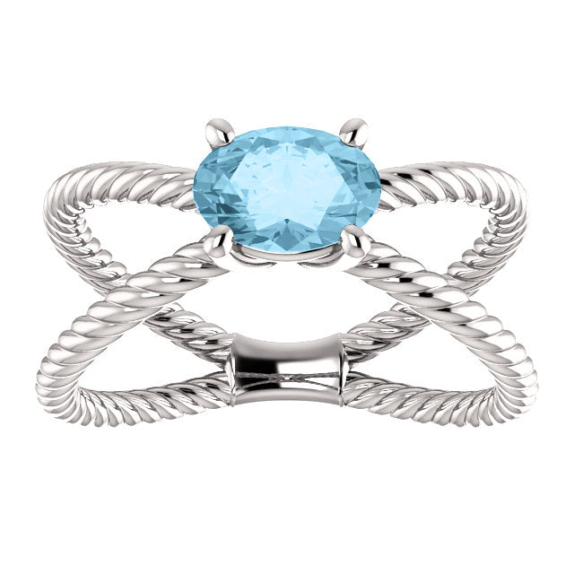 Colored Stone 'X' Rope Twisted Ring - Michael E. Minden Diamond Jewelers