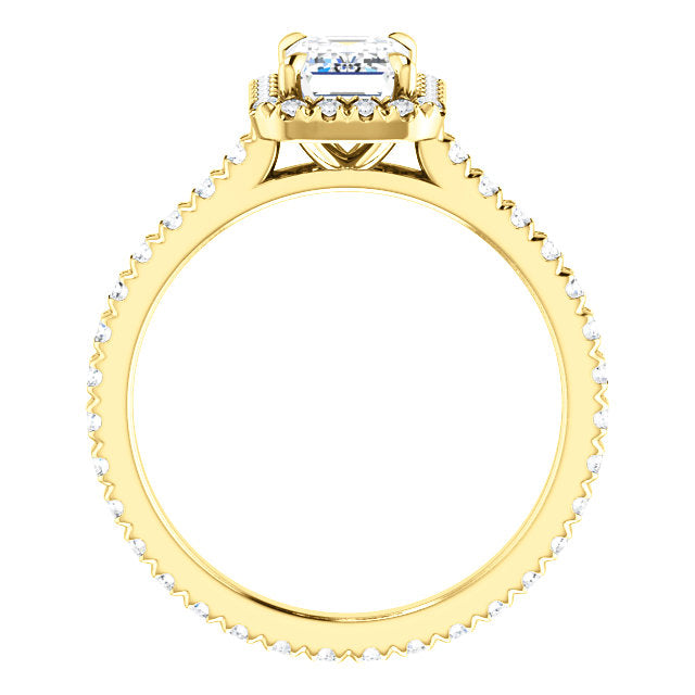 Emerald Halo Eternity Set Engagement Ring - Michael E. Minden Diamond Jewelers