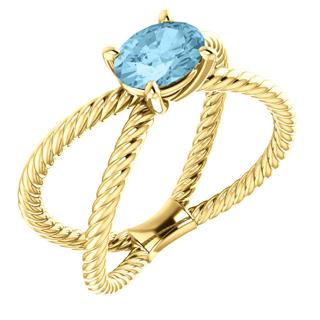 Colored Stone 'X' Rope Twisted Ring - Michael E. Minden Diamond Jewelers