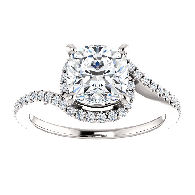 Cushion Cut Wrapped Halo Engagement Ring - Michael E. Minden Diamond Jewelers