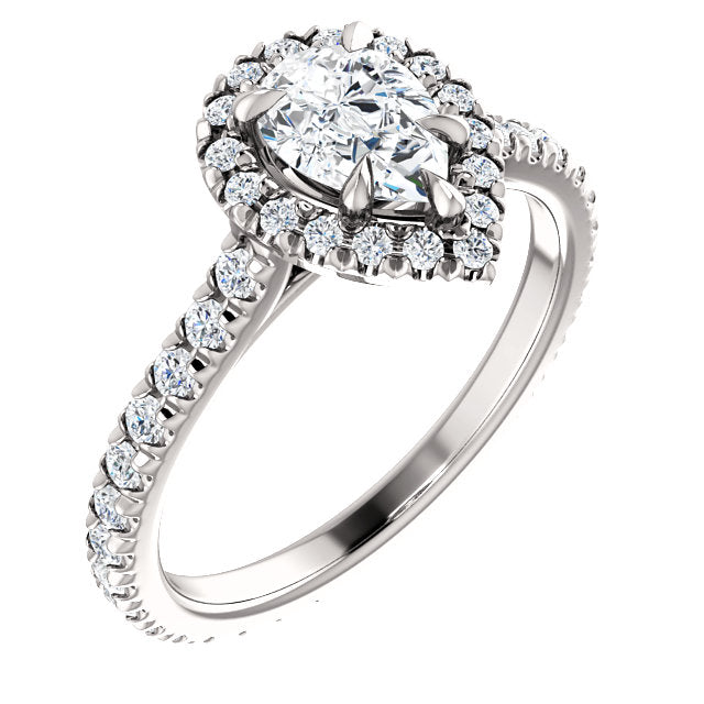 Pear Halo Eternity Set Engagement Ring - Michael E. Minden Diamond Jewelers