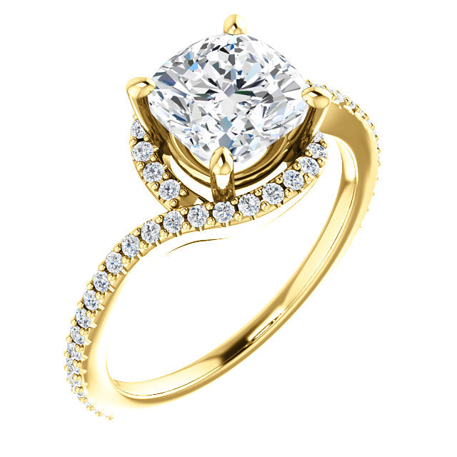Cushion Cut Wrapped Halo Engagement Ring - Michael E. Minden Diamond Jewelers