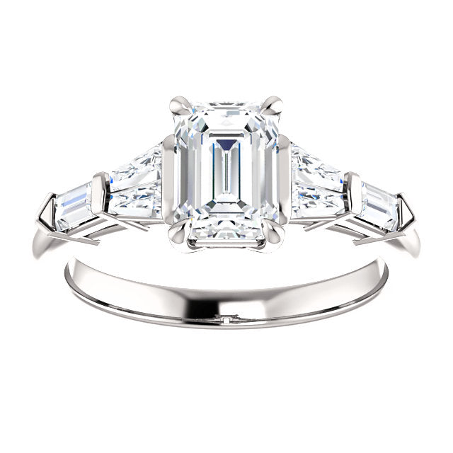 Emerald Detailed Side Stone Engagement Ring - Michael E. Minden Diamond Jewelers