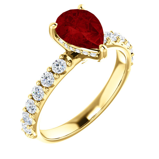 Colored Stone Pear Shape Engagement Ring - Michael E. Minden Diamond Jewelers