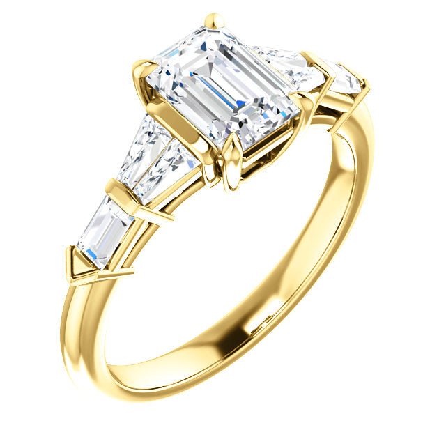 Emerald Detailed Side Stone Engagement Ring - Michael E. Minden Diamond Jewelers