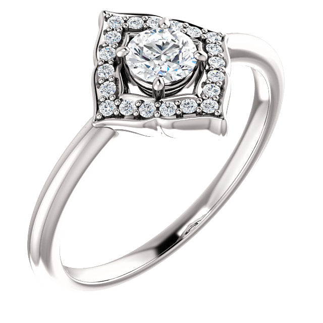 Halo Style Clover Engagement Ring - Michael E. Minden Diamond Jewelers