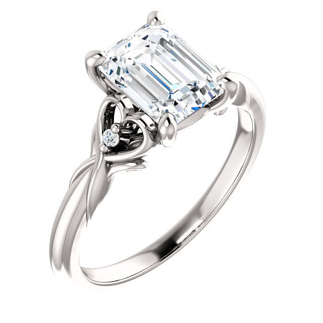 Emerald Intricate Heart Detail Engagement Ring - Michael E. Minden Diamond Jewelers