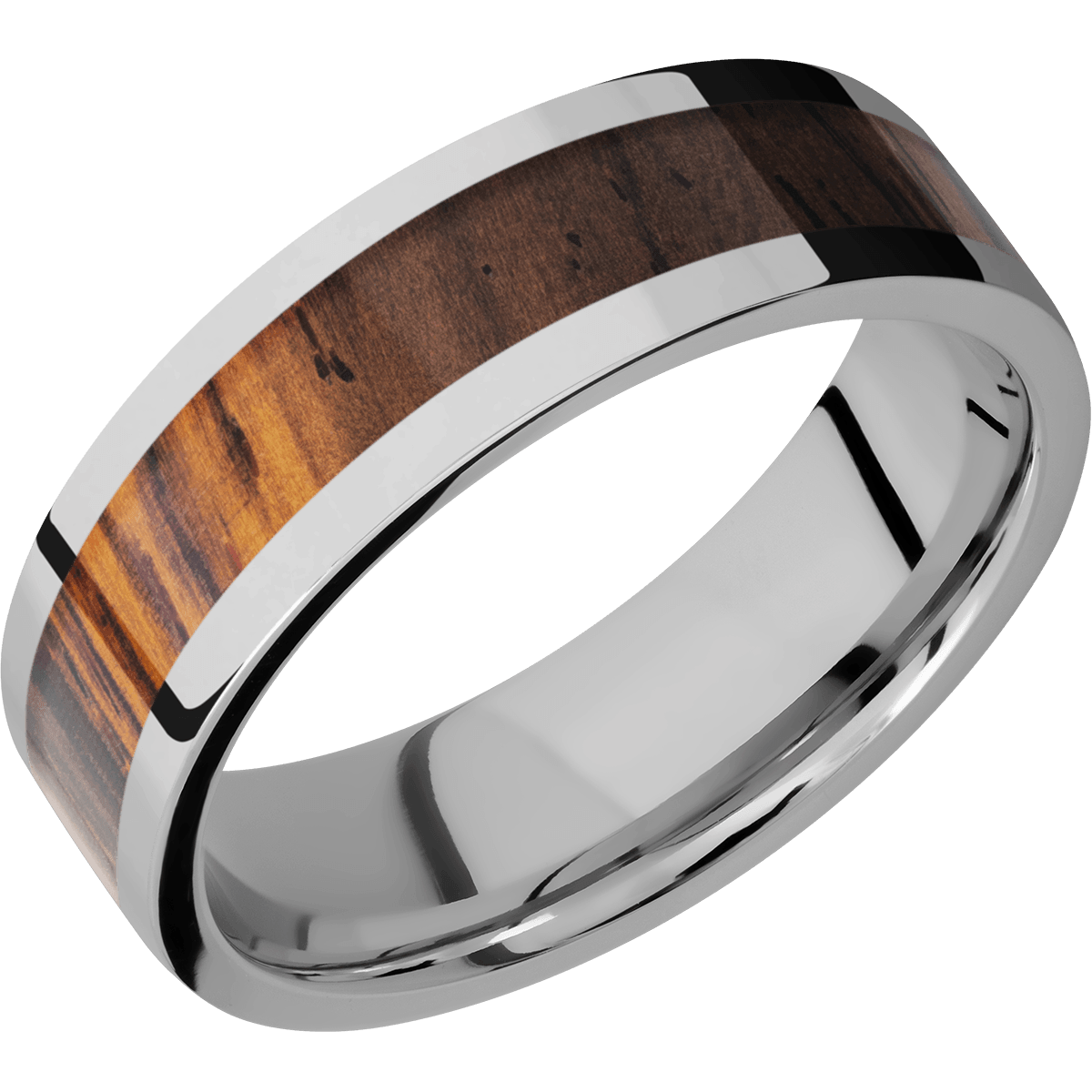 Titanium Men's Wedding Ring with a Cocobolo Inlay - Michael E. Minden Diamond Jewelers