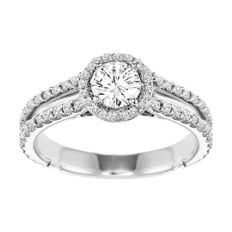 Round Halo Double Shank Engagement Ring - Michael E. Minden Diamond Jewelers