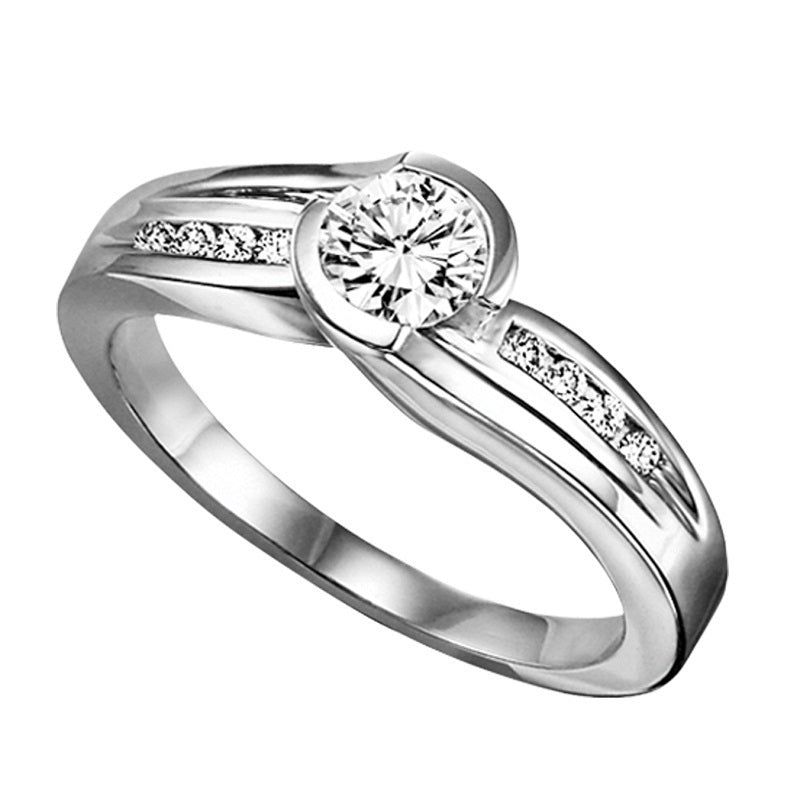 Bezel Set Round Channel Engagement Ring - Michael E. Minden Diamond Jewelers