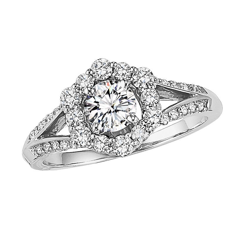Round Unique Halo Detail Engagement Ring - Michael E. Minden Diamond Jewelers